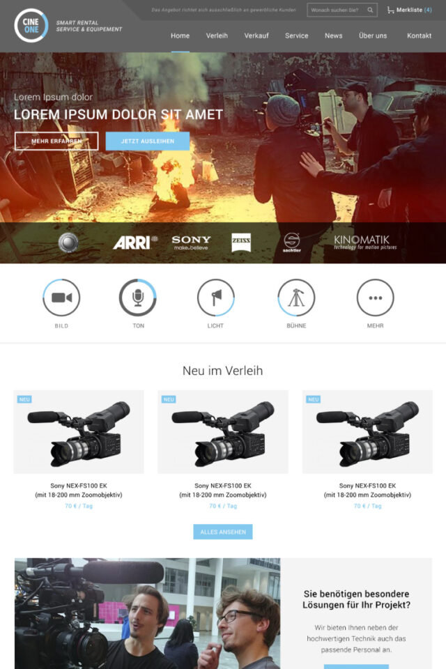 -Cine One – Kameraverleih-Website-Erstellen-Lassen-Webdesign-Agentur-SEO-Suchmachinenpotimierung-Homepage--erstellen-Webdesigner-Freelancer